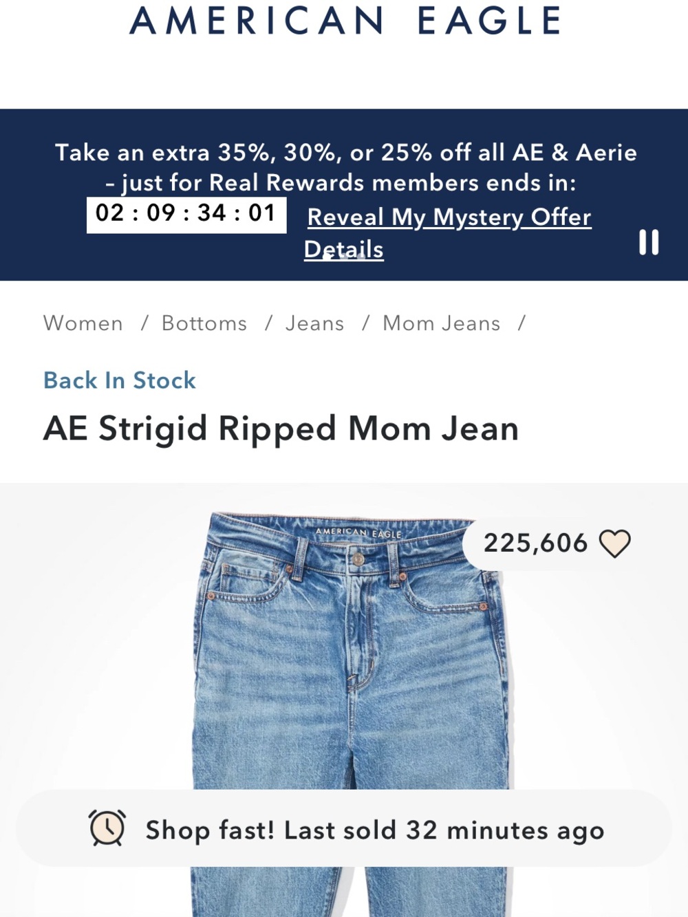 American Eagle Outfitters Light Blue High-Rise Ripped Mom Jeans
